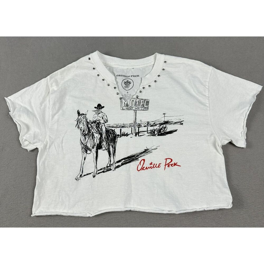 Orville Peck Motel Cropped T-Shirt Sz S Embellished Queer Country Western Grunge